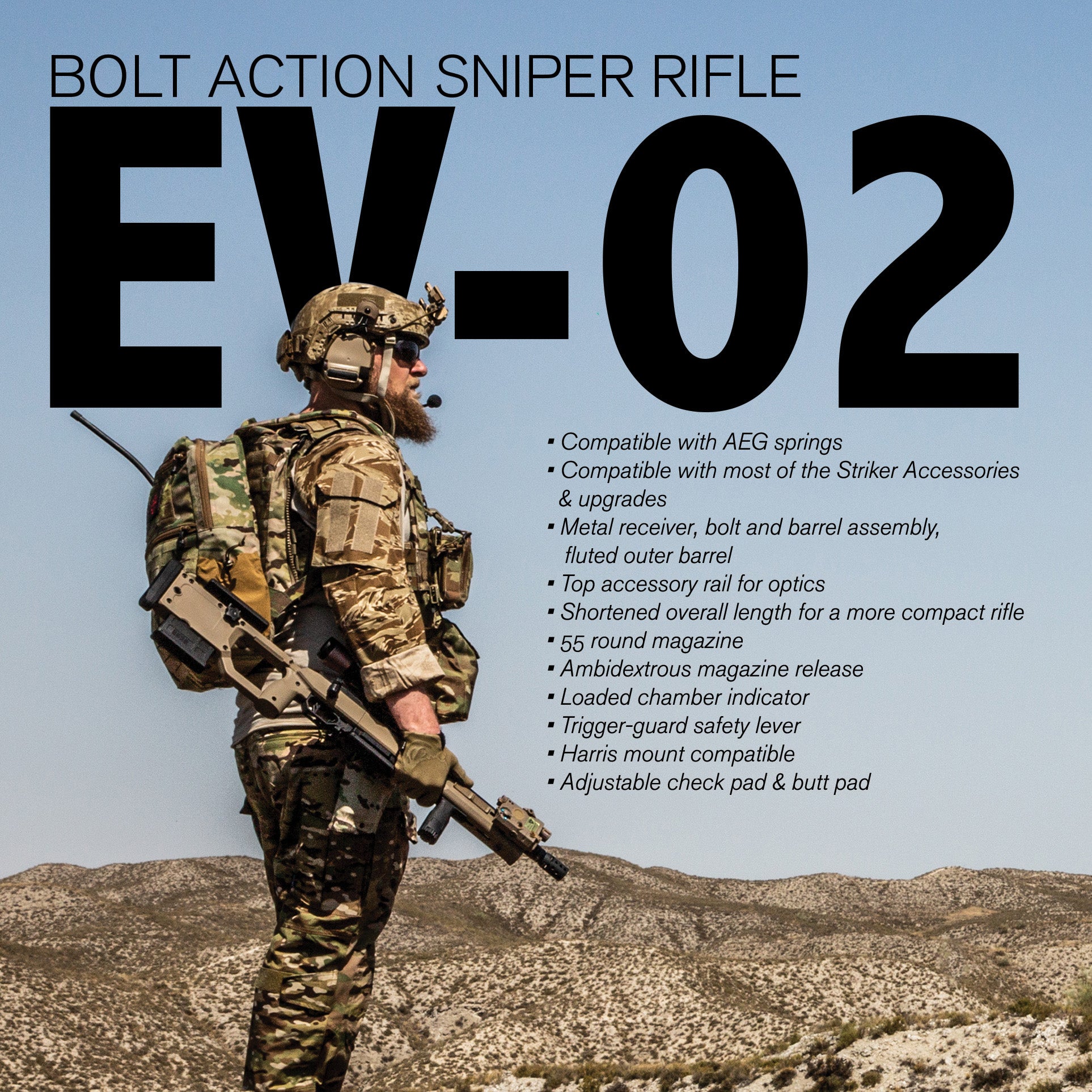 EMG Helios EV02 Bolt Action Airsoft Sniper Rifle